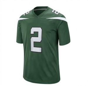 Maillot de football américain vert personnalisé, numéro 2, col en V, manches courtes, polyester respirant, coupe classique pour homme - Product Image 1