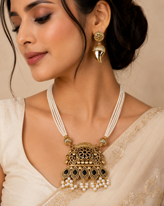 Conjunto de Collar con Colgante de Plata Oxidada, Cuentas, Estilo Vintage Boho Étnico, para Mujer, para Compromiso o Boda, MOQ Disponible - Product Image 1