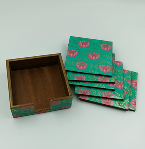 Posavasos de MDF con Diseño Floral y de Aves en Azul, Impresos en Esmalte, Cuadrados, Antideslizantes - Product Image 4