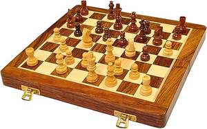 Jeu d'échecs magnétique pliable en bois massif, artisanal, personnalisé, écologique, à rayures, avec pièces magnétiques polies, pour enfants et adultes - Product Image 2