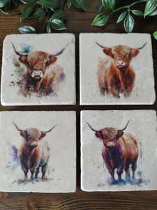 Posavasos de Mármol con Diseño de Vaca Highland, Posavasos Rústicos Hechos a Mano, Ideas de Regalos Únicos - Product Image 4