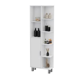 Armadio Bianco a 9 Ripiani per Biancheria e Stoccaggio in Bagno - Product Image 5