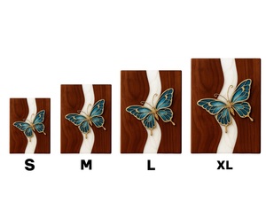 กล่องใส่เถ้ากระดูกรูปผีเสื้อสีน้ำเงินทำมือ: กล่องไม้และเรซิ่นสำหรับเก็บอัฐิคน ขนาดกลาง 9x5.5 นิ้ว - Product Image 3