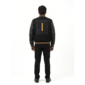 OEM Custom Premium Heavyweight Wool Melton Leather Sleeve Embroidered Loose Varsity <b>Jacket</b> <b>Men's</b> Oversized Streetwear 3XL PU - Product Image 2
