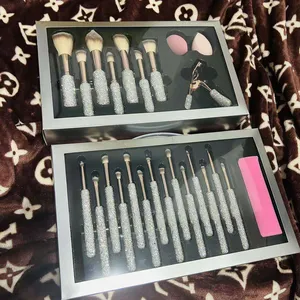 30PCs 28PCs Bundle Professional Glam Brush Set Bling Portable Custom Logo Mini Makeup Brush Sets Kit