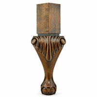 Pied de meuble en bois moderne avec pied à griffes sculpté, design cannelé, robuste et résistant, pour canapé d'extérieur