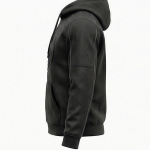 Hoodie Premium Streetwear ONYX MALUZA Industries avec logo empilé enduit, mode urbaine, 100% coton, hiver - Product Image 4