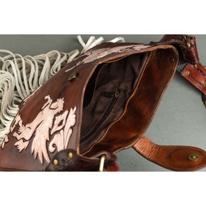 LW Sac à bandoulière en cuir véritable de style bohème pour femmes Vintage Turquoise Stone Fringe Tassel Chain Winter Water Proof - Product Image 4