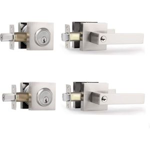 Serratura a Combinazione Regolabile in Nichel Satinato Resistente da 2-3/8-2-3/4 Pollici con Chiave per Cilindri di Serratura - Product Image 1