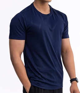 T-shirt de sport pour homme, coupe classique, couleur bleu foncé, en coton et polyester, qualité supérieure, personnalisable avec votre propre design. - Product Image 5