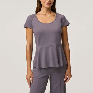 Fashionable Summer Wear Hot Selling Factory Sale Women's Knitted <b>Scrub</b> <b>Tops</b> Short Sleeve Multi Pockets Breathable - Product Image 5