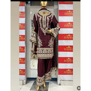 Designer XL Satin <b>Top</b>-Pent with Beautiful Dupatta Set - Product Image 2