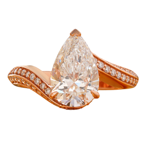 Anillo de Compromiso con Diamante Cultivado en Laboratorio de Corte Pera de 2.29 CT, Oro Amarillo y Blanco de 14K, Platino VVS-VS DEF, Solitario Nupcial - Product Image 1