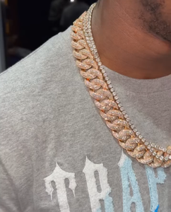 สร้อยคอเทนนิสแบบ Cuban Link ประดับเพชรโมอิสซาไนต์ ชุบทองบนเงินแท้ สไตล์ฮิปฮอป สร้อยคอแบบซ้อนได้ สำหรับทั้งชายและหญิง ได้รับการรับรองจาก GRA - Product Image 5