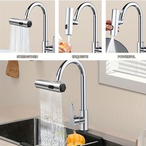 Rubinetto da cucina a cascata a 360 gradi di grandi dimensioni con controllo touch, beccuccio girevole ed estensore per il lavaggio di verdure nel lavello della cucina 3 in 1 - Product Image 2