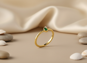 14k Solid Gold <b>Fine</b> <b>Ring</b> Glass filled Emerald Cut Stone Round Clear Stone Bezel Set Wedding Trendy Jewelry for Women - Product Image 3