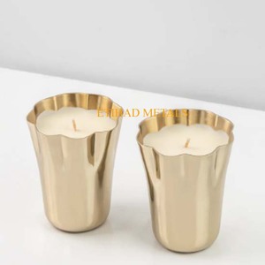 Bougie décorative en pot, pots à bougies en métal, bougies parfumées Dance of Frondescence, bougies votives dorées en fer forgé faites à la main - Product Image 6