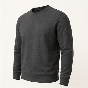 Sudadera Personalizada para Hombre, Color Gris Carbón, Corte Regular Relajado, Cuello Redondo Alto, Tejido French Terry, Modelo MCRW-0003 - Product Image 4