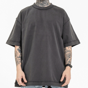 Camisetas de Hombre de Tallas Grandes para Exteriores, 250 g/m², Estilo Vintage Lavado, Costuras Reforzadas, Hombros Caídos, Estilo Hip Hop, OEM - Product Image 4