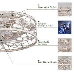 18-Inch Vintage White LED <b>Ceiling</b> Fan <b>Light</b> Quiet Operation with <b>Remote</b> <b>Control</b> Industrial Style for Living Room & Bedroom - Product Image 6
