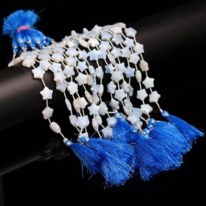 Perles d'Opale Bleue Naturelle Sculptées en Étoile 11MM 12MM, Perles de Pierres Précieuses Sculptées à la Main, Perles Étoiles en Cristal, Brins de 8 Pouces à Prix de Gros - Product Image 6