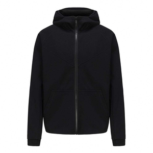 Deep Split <b>Pouch</b> Detail Zipper Hoodie <b>Men</b> Storage Heavy Fleece Sportswear Heavy Weight Warm Layer - Product Image 2