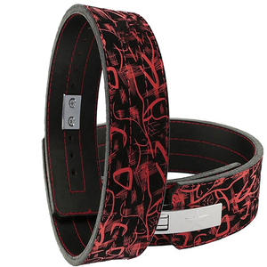 Black <b>Red</b> Patterned 13mm Thick Non-Slip Weight Lifting <b>Belt</b> Metal Buckle Adjustable Waist Support for Strength Training Unisex - Product Image 2