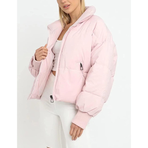 Chaqueta Corta Acolchada para Mujer, Modelo 2026, Color Sólido, Cuello Alto, Cierre de Cremallera, Manga Larga, Abrigo Grueso y Cálido para Invierno - Product Image 2