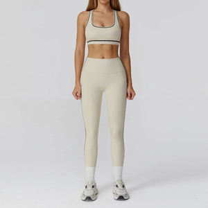 Conjunto Deportivo para Mujer de 2 Piezas, Leggings de Cintura Media con Textura Acanalada, Transpirables, Antibacterianos, de Fibra de Bambú Ecológica, y Bra Deportivo para Gimnasio y Yoga - Product Image 4