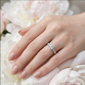 Kongkong แหวนหมั้นเพชรกึ่งเมาต์สำหรับผู้หญิง18K แข็งสีขาวทองธรรมชาติ - Product Image 2