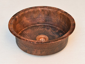 Rustic Pure Copper <b>Round</b> Vessel Sink Handmade Bathroom <b>Basin</b> for Luxury Homes Boutique Hotels Resorts and Spa Interiors - Product Image 3