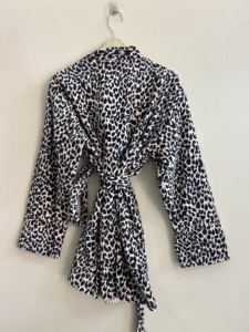 Leopard Print Women's Blouson Jacket Full Sleeve Pullover Woven Polyester Autumn Style with Bow <b>Decoration</b> - Product Image 2