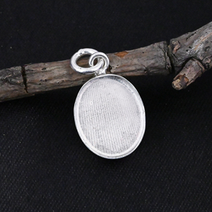 High Quality Handmade 925 Silver 10x14mm Oval Blank Bezel Cup Charm Pendant Setting For DIY Resin Ashes <b>Keepsake</b> Jewelry Finding - Product Image 1