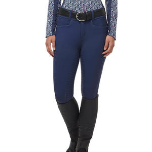 Pantalon d'équitation taille haute pour femme, gris, avec empiècements noirs et poches, extensible dans quatre directions - Product Image 5
