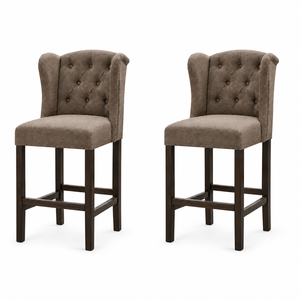 Upholstered Wingback Bar <b>Stool</b> <b>with</b> Button Tufted <b>Back</b> and Wooden Legs for Home Bar Use Bar <b>Stool</b> - Product Image 1