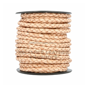 Cordón de Cuero Trenzado Natural Antiguo de 4 mm, Rollo de Cuero Genuino Redondo para Hacer Pulseras, Exportación al por Mayor - Product Image 5