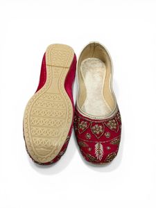 Multi Colour Zari Work Ethnic <b>Jutti</b> Slip-on with Velvet Embroidery and Stones - Product Image 3