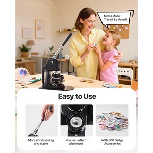 Macchina per Creare Badge 3-in-1, 1.26/2.28/2.95 Pollici, 300 Pezzi, Taglierina Circolare per Badge in Plastica, Forma Rettangolare Magic Book Rei - Product Image 4