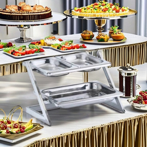 ชั้นวางสลัดสแตนเลส 2 ชั้นสำหรับบุฟเฟ่ต์ - Product Image 2