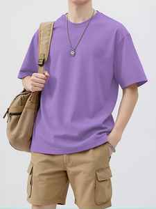 Camiseta Moderna de Cuello Redondo para Hombre de Alta Calidad, 100% Algodón, Hombros Caídos, Textura Suave, Transpirable, Personalizable - Product Image 2