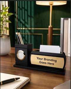 Wooden <b>Stationery</b> Holder with Multi-Section Desk OrganizerWooden Desk Organizer for Office, Home, Elegant Wooden <b>Stationery</b> - Product Image 4