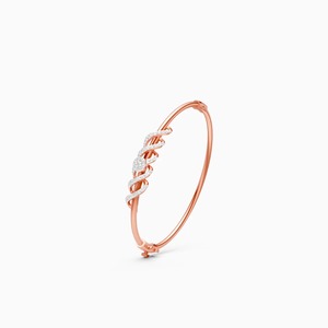 Bracelet style Kada torsadé avec diamant de laboratoire de 0,63 ct en or jaune, blanc et rose 9 carats - Product Image 1