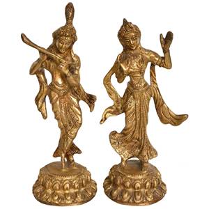 Sculpture en laiton de 7 pouces faite à la main de Radha Krishna pour les cadeaux fabriqués en Inde - Product Image 1