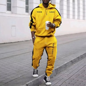Custom Mens Color Blank Hoodie and <b>Sweatpants</b> <b>Set</b> Loose Fit Streetwear Joggers Sweatsuit <b>Set</b> OEM Factory Casual Tracksuit - Product Image 4