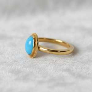 Sleeping Beauty <b>Turquoise</b> <b>Ring</b> 925 Sterling Silver 14K Gold Plated Minimal Boho Statement December Birthstone <b>Ring</b> - Product Image 2