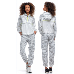 Camouflage 100% Nylon Windbreaker Tracksuit Women Zip Up Rain <b>Jackets</b> Waterproof Pants <b>Ladies</b> Hiking Mountain Tracksuits Womens - Product Image 1