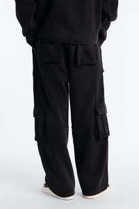 Pantalones Cargo Anchos Negros Personalizados para Hombre, Cintura Elástica, Múltiples Bolsillos, Pantalones Deportivos Casuales de Calle, Pantalones de Algodón Transpirables para Otoño - Product Image 3