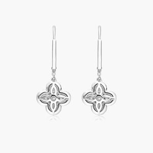 Clover <b>Leverback</b> <b>Earrings</b> With Lab-Grown Diamonds In White Gold - Product Image 4