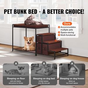 Cuccia a castello per animali domestici da interno con finestra a più livelli, divano contenitore per cani/gatti, seduta per animali confezionata in scatola - Product Image 2