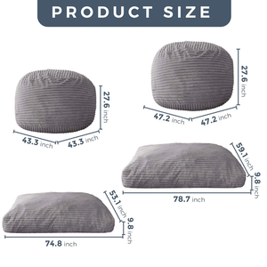 Oval Memory Foam Corduroy <b>BEAN</b> <b>BAG</b> Soft Comfort Living Room Bedroom RELAX CHAIR Modern Vietnam MD19 - Product Image 3